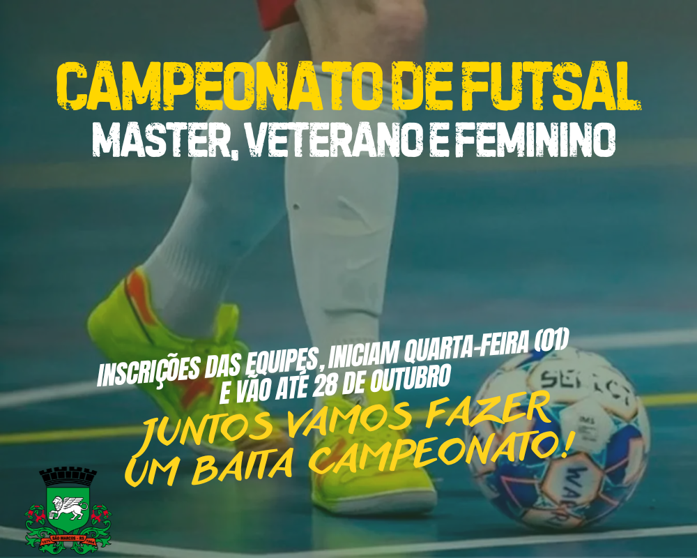 Abertas as inscrições para os Jogos de Futsal Master, Veterano e Feminino