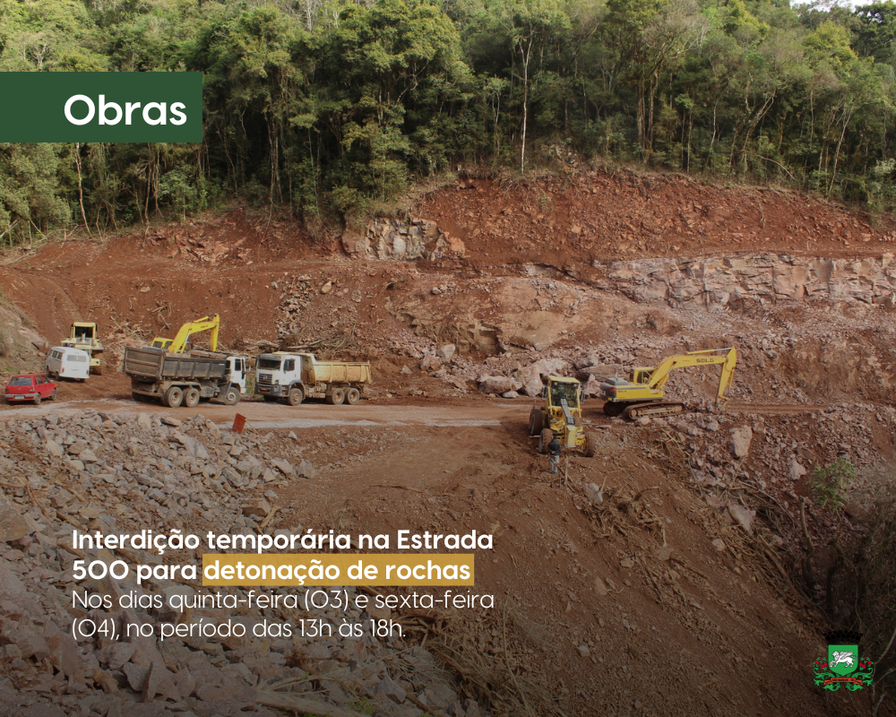 Interdição temporária na Estrada dos Polidoros para detonação de rochas