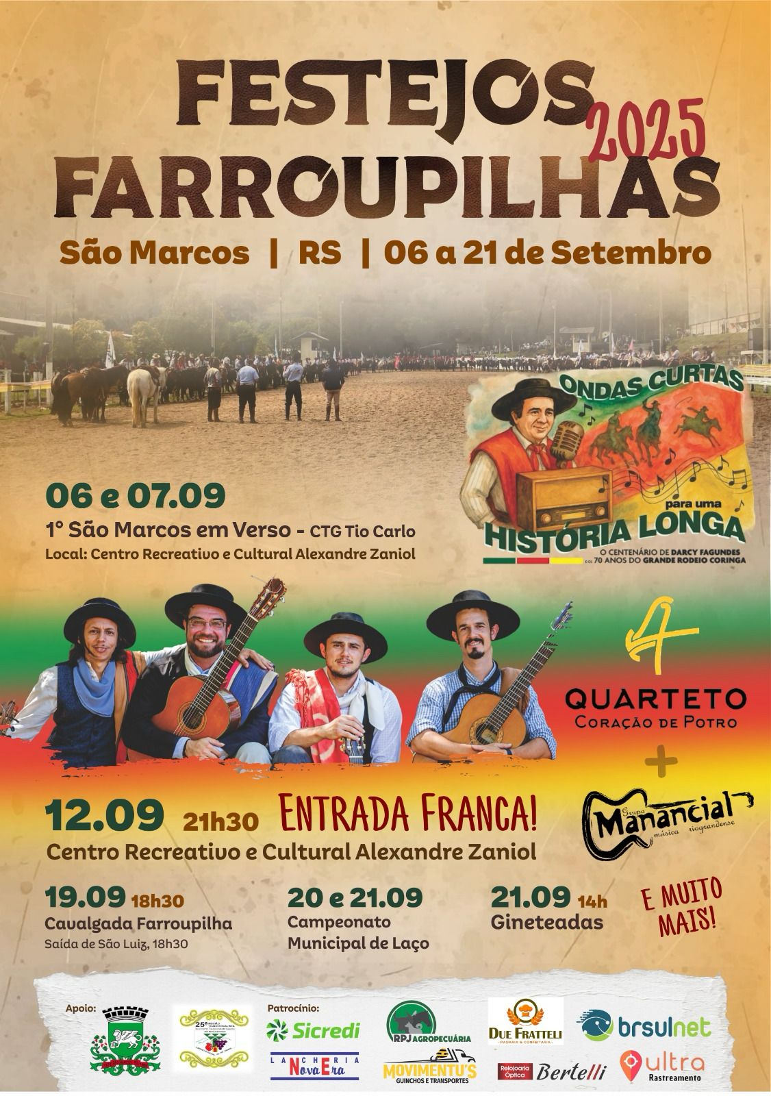 Festejos Farroupilhas movimentam São Marcos até 21 de setembro