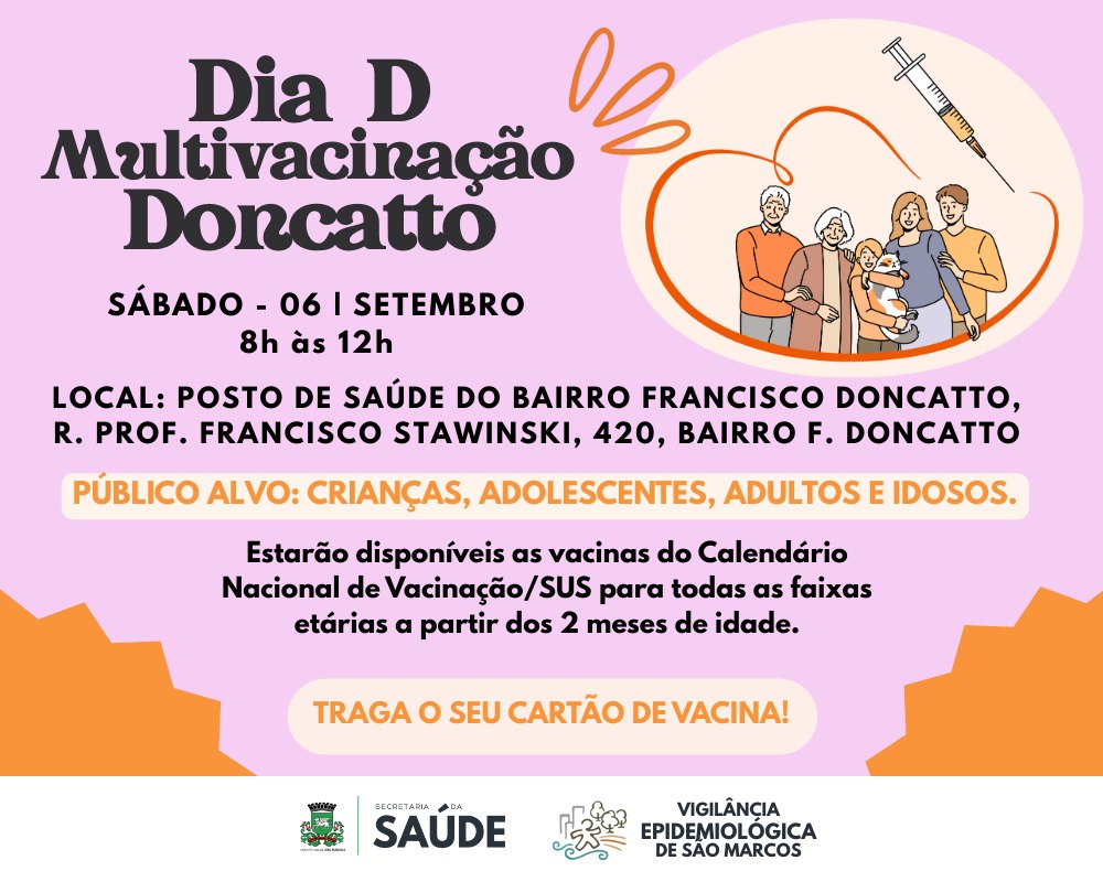 Dia D de Multivacinação no sábado (06)
