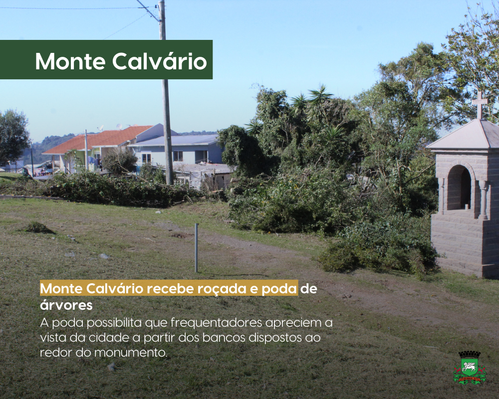 Monte Calvário recebe serviço de roçada e poda de árvores