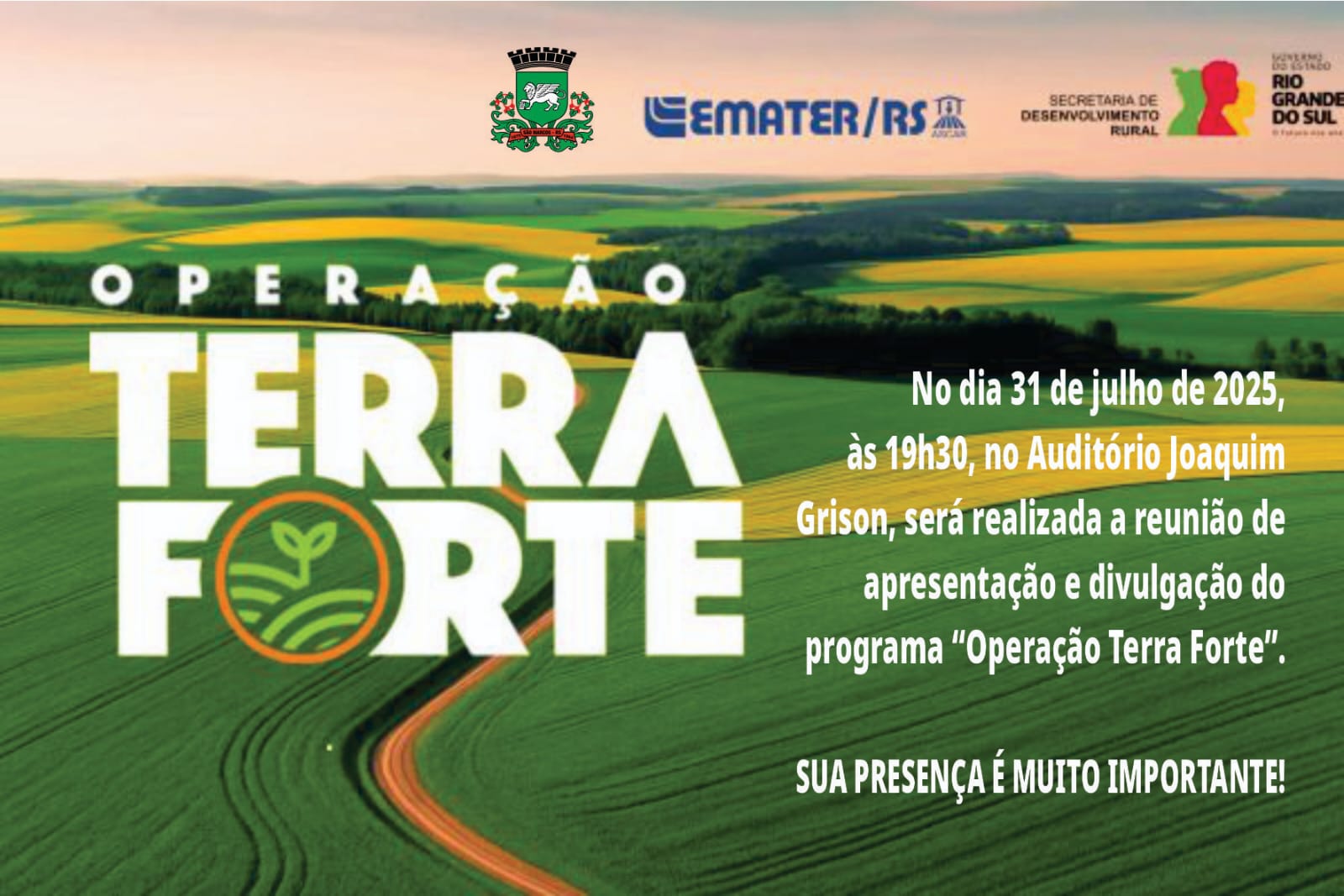Reunião sobre o programa “Operação Terra Forte” será realizada em São Marcos