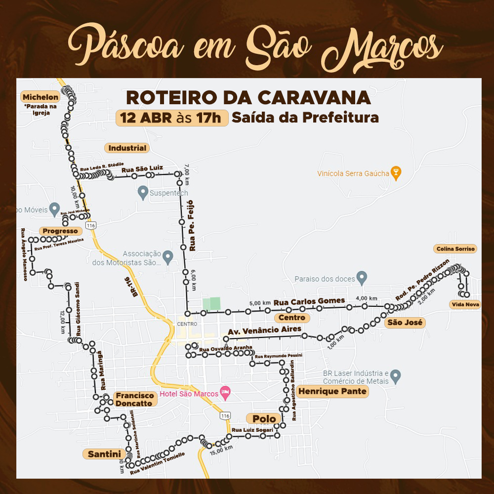 Na próxima terça-feira (12) haverá Caravana de Páscoa em São Marcos