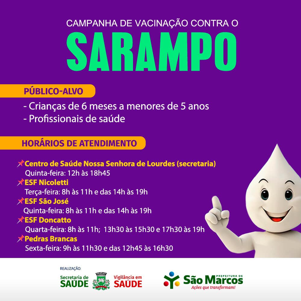 Campanha Nacional de Vacinação contra a Influenza e Sarampo foi prorrogada até 24 de junho
