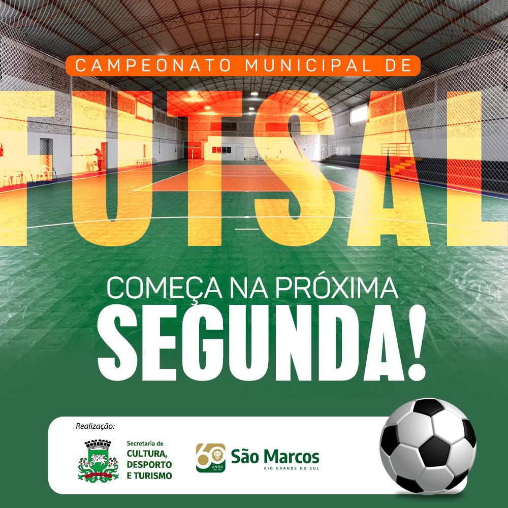Campeonato Municipal de Futsal Masculino começa na próxima segunda-feira