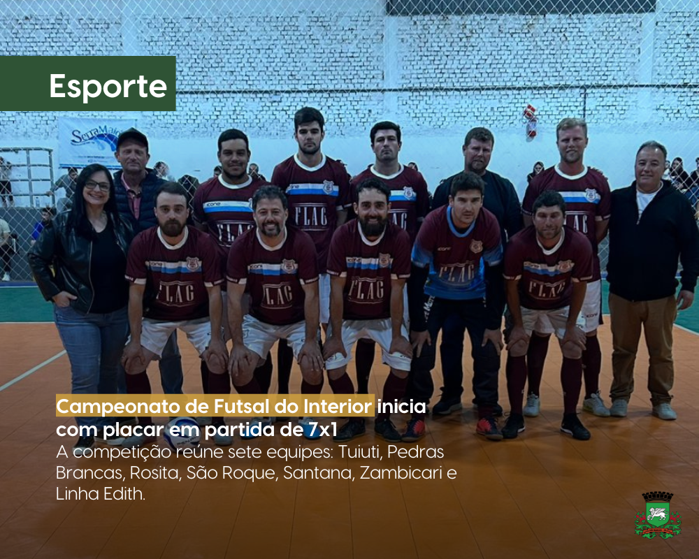 Campeonato de Futsal do Interior inicia com placar em partida de 7x1