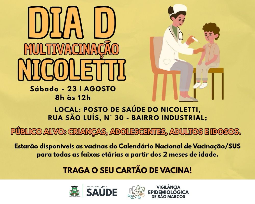 Dia D de Multivacinação acontece neste sábado em São Marcos