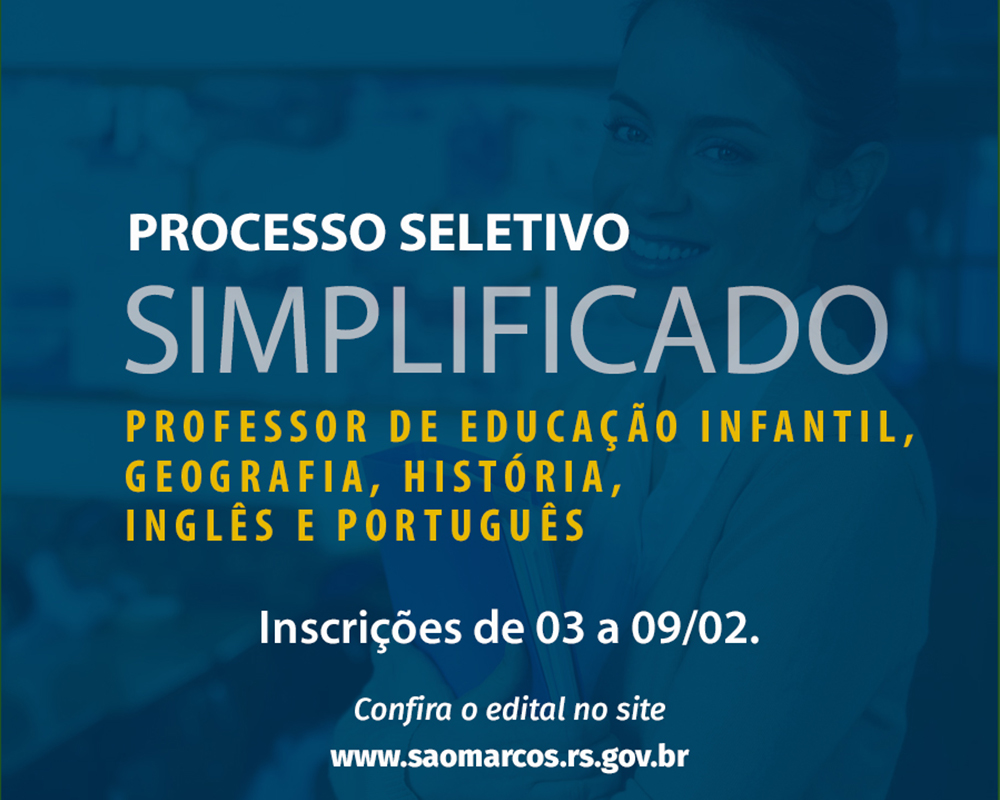 Secretaria de Educação abre processo seletivo para professores de educação infantil, geografia, história, inglês e português